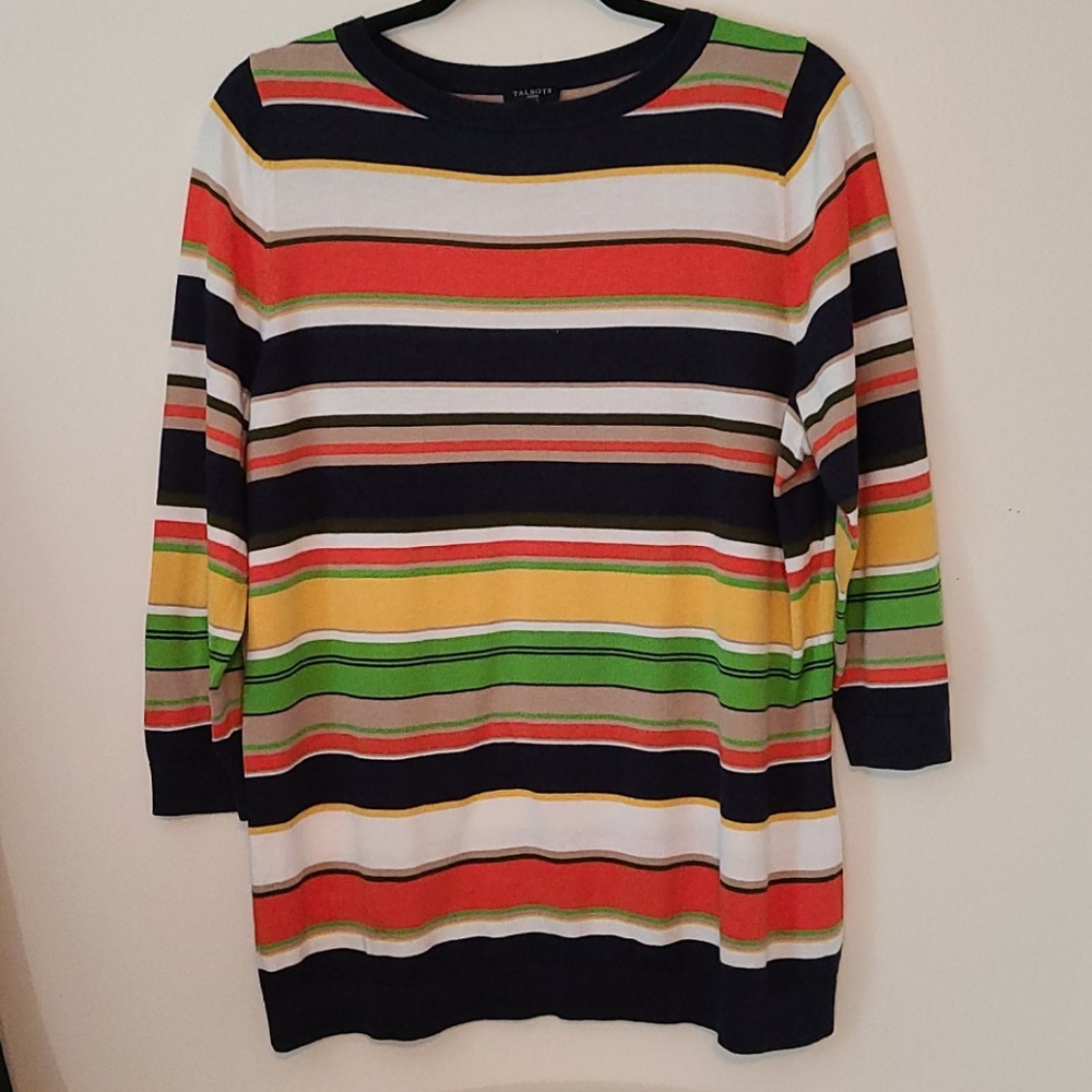 Talbots very light sweater, multi color stripes